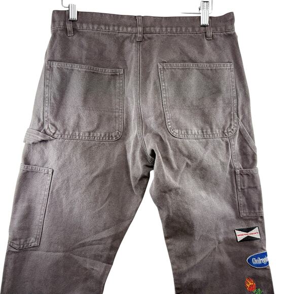 Civilregime Gray Heavyweight Canvas Carpenter Pant Men Size 28 Embroidered - Picture 2 of 10